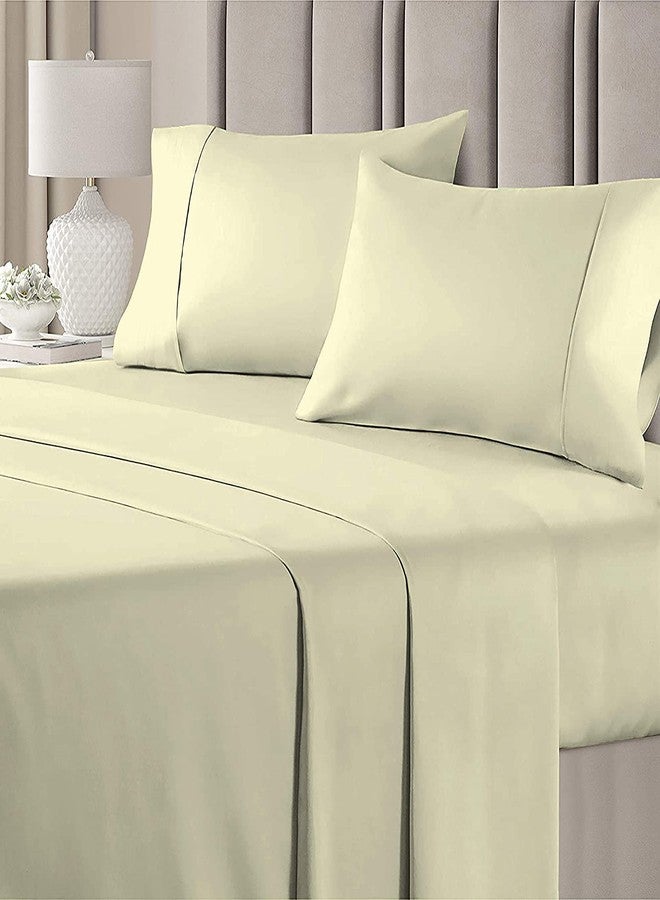BALAJI EXPORT 1000 Thread Count Bed Sheets 3 PC - 1 Flat Sheet with 2 Pillow Cover - 100% Long Staple Cotton Breathable & Cooling Sheets - Hotel Luxury Bed Sheets- King - Ivory Solid - Image 2
