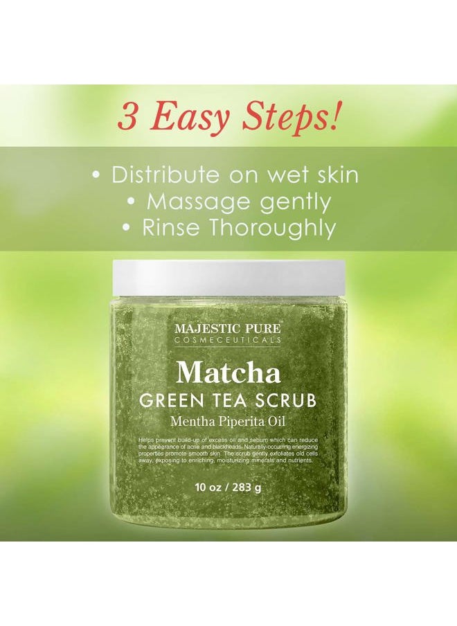 Majestic Pure Matcha Green Tea Body Scrub for All Natural Skin Care - Exfoliating Multi Purpose Body and Facial Scrub Moisturizes and Nourishes Face and Skin - 10 oz - Great Gift for Her  - Image 3