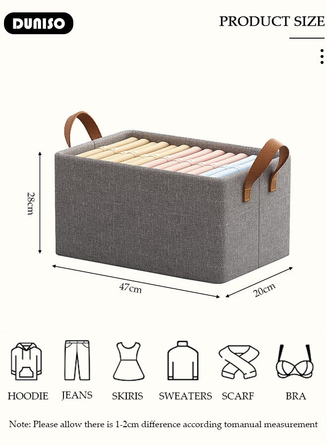 DUNISO 6pcs Foldable Closet Storage Organizer with Steel Frame,Wardrobe Clothes Organizer For Organizing Clothing, Sheets, Toys, Books,Washable Closet Storage Boxes with Carrying Handles Cube Stackable Storage Bin for Home Bedroom Office  - Image 4