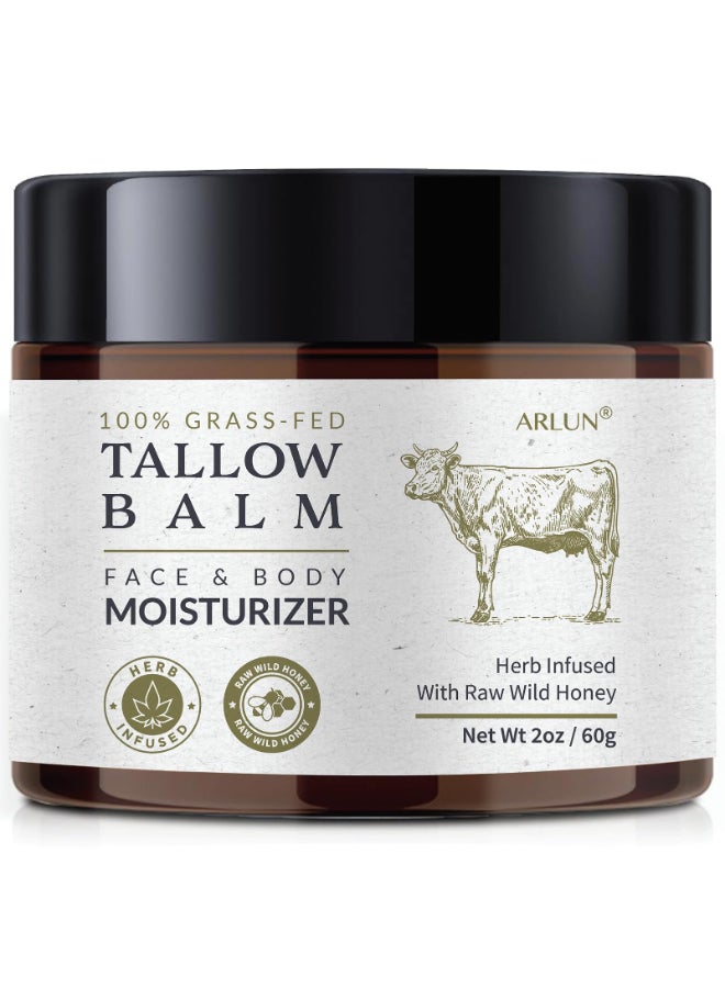 Arlun Beef Tallow for Skin Beef Tallow and Honey Balm Tallow Face Moisturizer Nourishes and Hydrates the Skin Grass Fed Balm Enriched with Raw Wild Honey 60g - Image 2