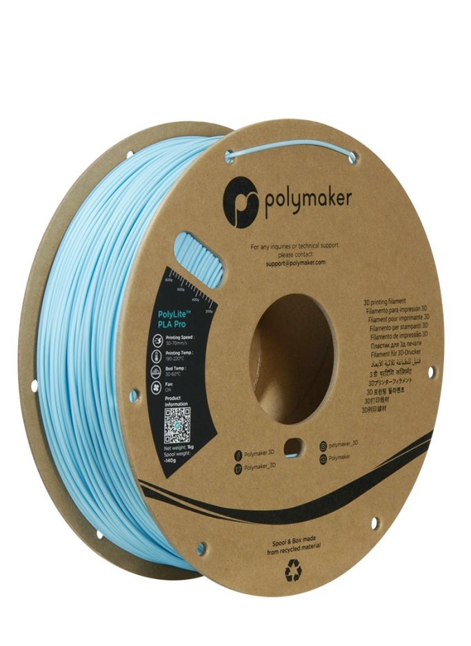 polymaker Polymaker PLA PRO Filament 1.75mm Light Blue, Powerful PLA Filament 1.75mm 3D Printer Filament 1kg - PolyLite 1.75 PLA Filament PRO Tough & High Rigidity 3D Printing PLA Filament Sky Blue 