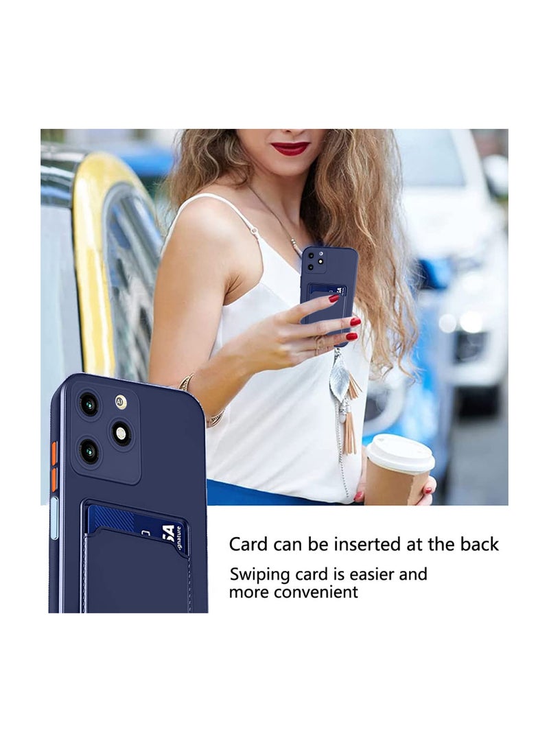 دبليو تيك - غطاء حماية من السيليكون TPU مع حامل البطاقة لهاتف Itel A70 4G 2023 أزرق داكن - Image 1