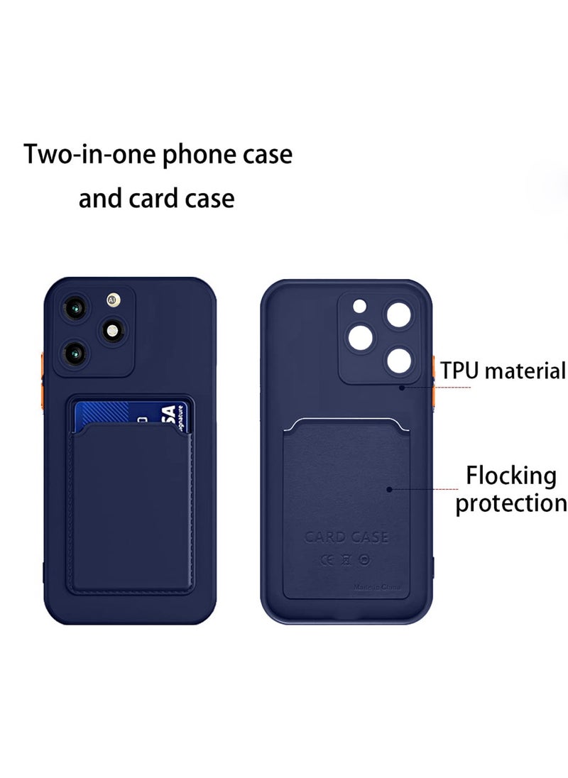 دبليو تيك - غطاء حماية من السيليكون TPU مع حامل البطاقة لهاتف Itel A70 4G 2023 أزرق داكن - Image 1