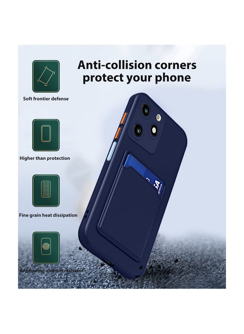 دبليو تيك - غطاء حماية من السيليكون TPU مع حامل البطاقة لهاتف Itel A70 4G 2023 أزرق داكن - Image 1