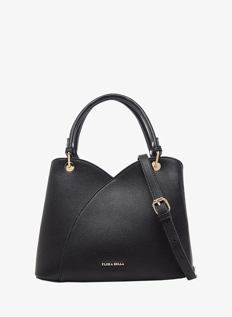 Flora Bella By Shoexpress BLACK Textured Tote Bag With Detachable Strap for Women | Best Price UAE