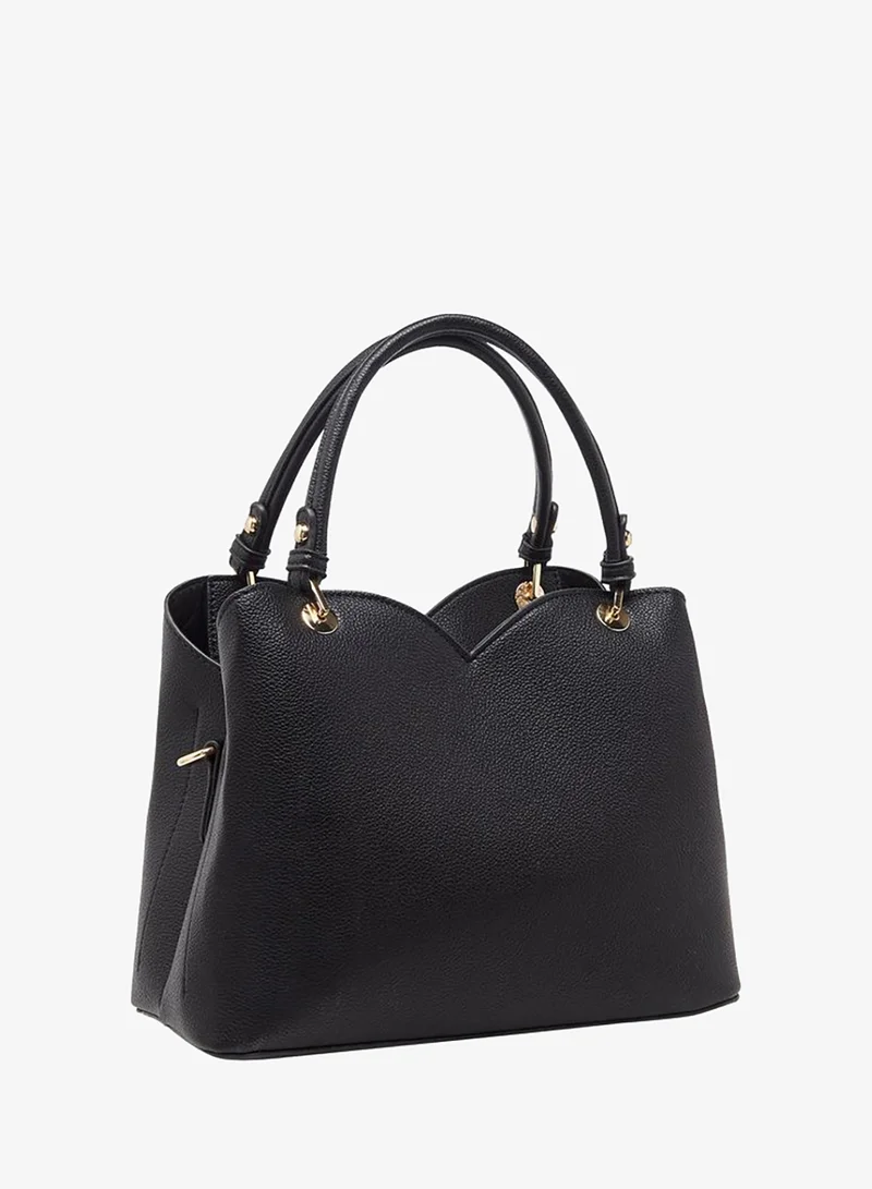 Flora Bella By Shoexpress BLACK Textured Tote Bag With Detachable Strap for Women | Best Price UAE