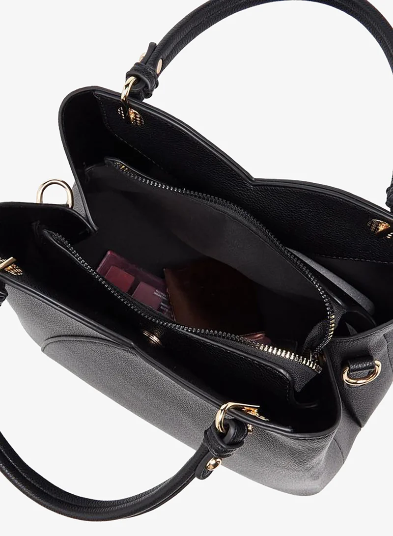 Flora Bella By Shoexpress BLACK Textured Tote Bag With Detachable Strap for Women | Best Price UAE