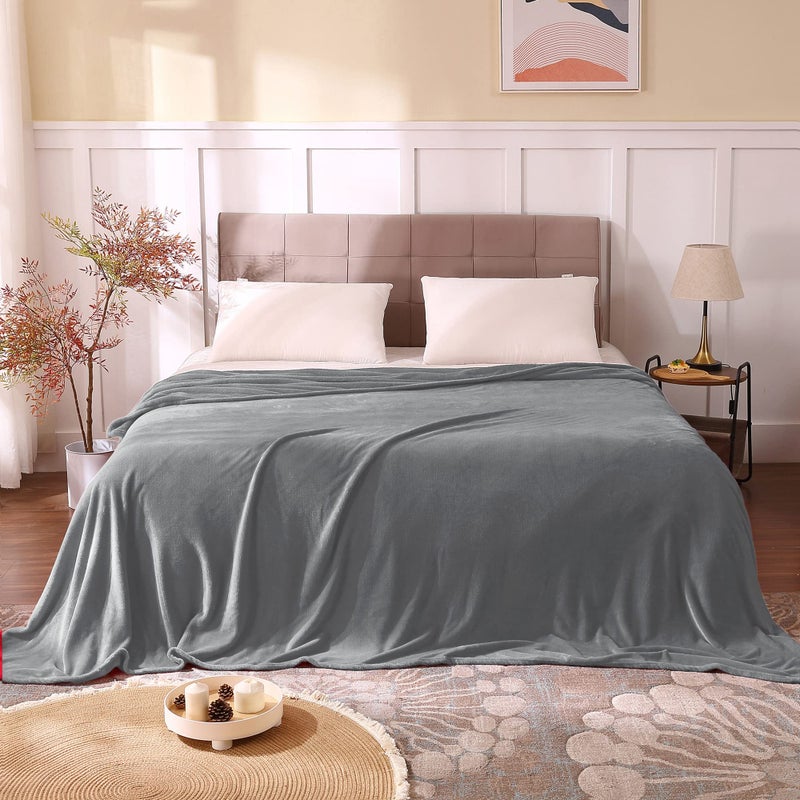 BEDELITE Fleece Blankets King Size Grey Throw Blankets for Bed & Couch Plush Cozy Fuzzy Blanket  Super Soft & Warm Blankets for Spring and Summer - Image 3