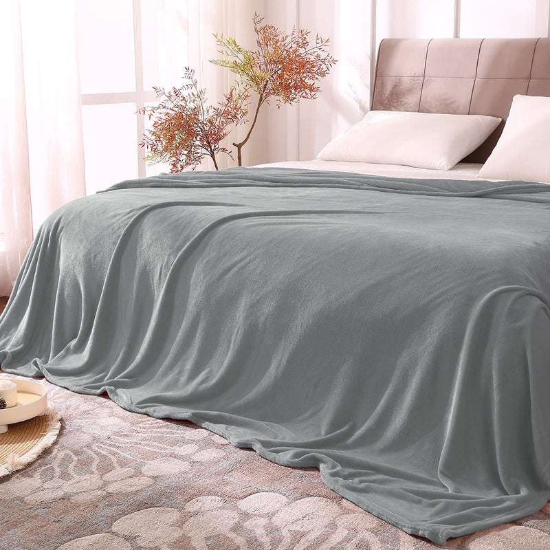 BEDELITE Fleece Blankets King Size Grey Throw Blankets for Bed & Couch Plush Cozy Fuzzy Blanket  Super Soft & Warm Blankets for Spring and Summer - Image 2