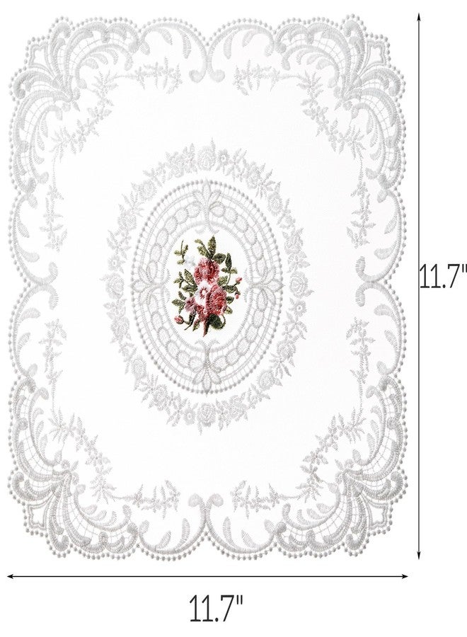 AVLA 6 Pack Lace Placemats, Retro French Style Cup Mat, Embroidered Dinning Table Place Mats, Fashionable Flower Vintage Crochet Lunchmat Doilies, Hollow Vase Mat for Home Kitchen Wedding Decoration - Image 2