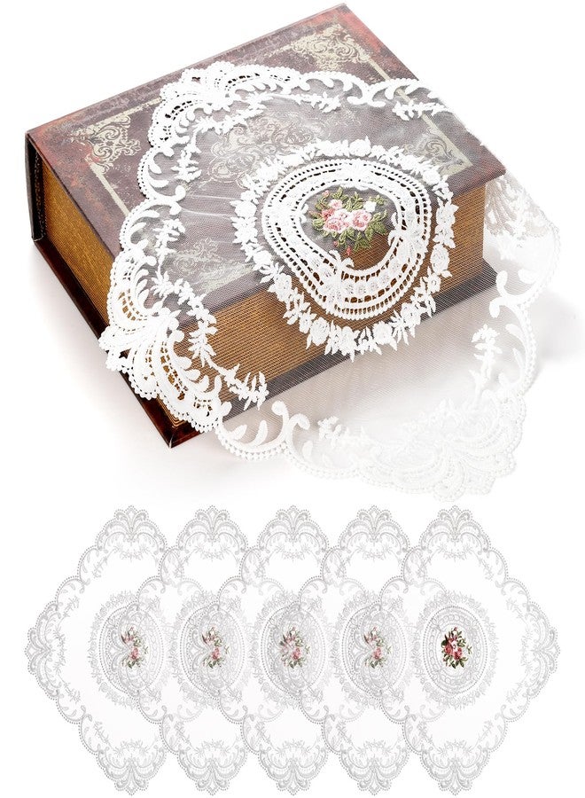 AVLA 6 Pack Lace Placemats, Retro French Style Cup Mat, Embroidered Dinning Table Place Mats, Fashionable Flower Vintage Crochet Lunchmat Doilies, Hollow Vase Mat for Home Kitchen Wedding Decoration - Image 1