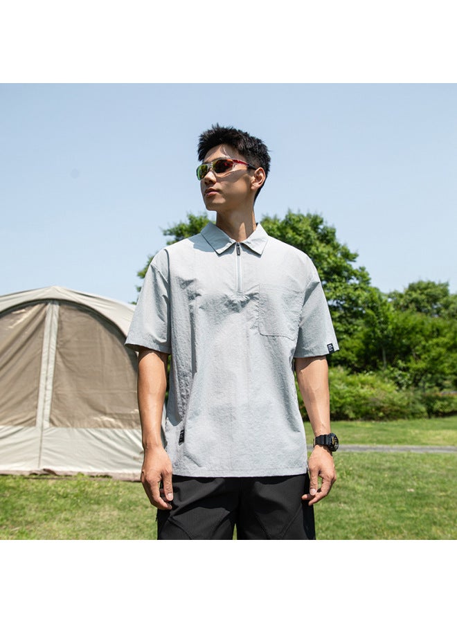 Izexx Style Cool Ice Silk Short-sleeved Polo Shirt Men's Retro Summer Lapel Bottoming Shirt Quick-drying Casual T-shirt - Image 1