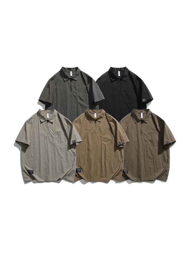 Izexx Style Cool Ice Silk Short-sleeved Polo Shirt Men's Retro Summer Lapel Bottoming Shirt Quick-drying Casual T-shirt - Image 4