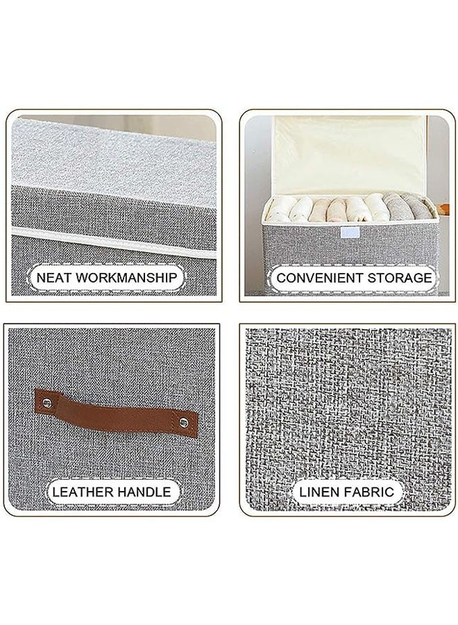 Storage Bins with Lids 3 Pack, Collapsible Storage Box with Handle, for Organizing Toys, Clothes, Office, 38x25x25cm, Grey  - Image 2