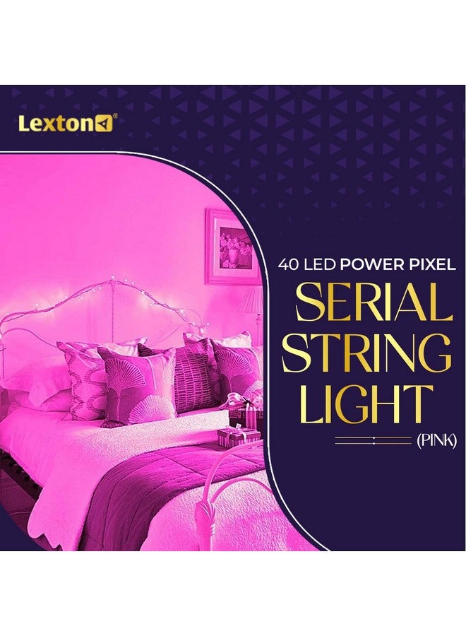 Lexton 40 LED Power Pixel Serial String/Fairy Light | Plug Sourced | Suitable for Home & Outdoor Decoration, Diwali, Christmas, Ramadan, Wedding, Party, Festival (Pack of 2, Pink) - Image 3