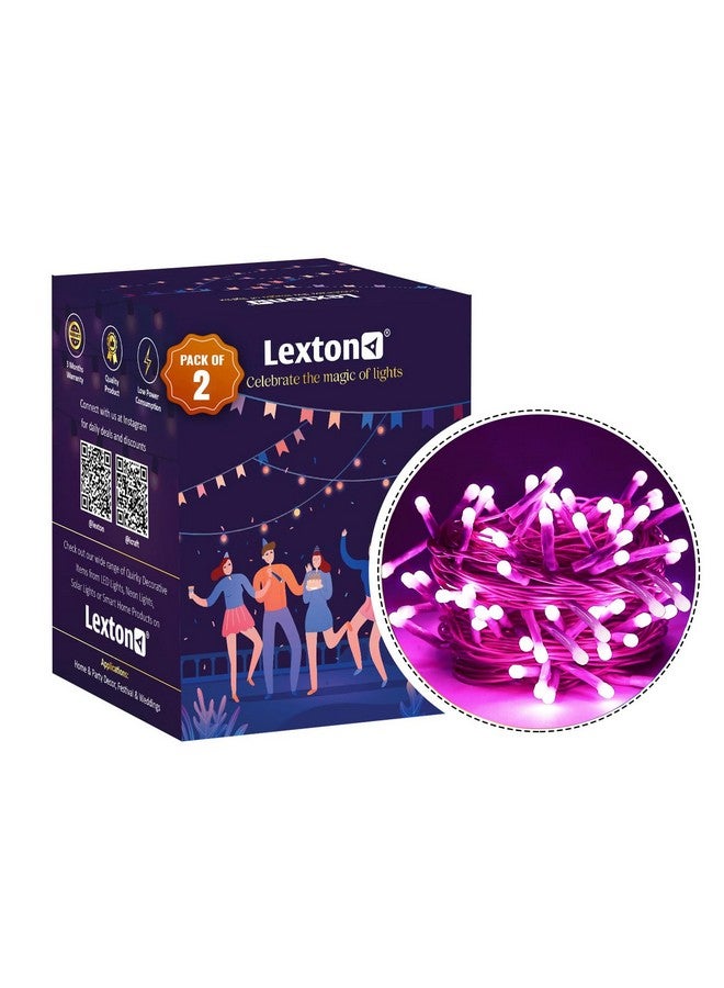 Lexton 40 LED Power Pixel Serial String/Fairy Light | Plug Sourced | Suitable for Home & Outdoor Decoration, Diwali, Christmas, Ramadan, Wedding, Party, Festival (Pack of 2, Pink) - Image 2