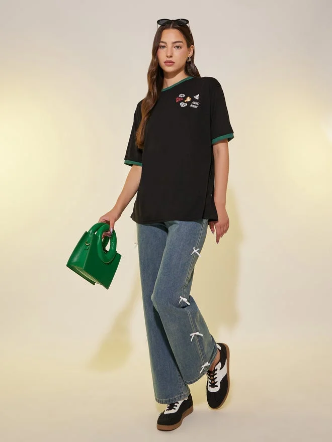 تايك تو تي شيرت دائري مطبوع برسومات تيك تو