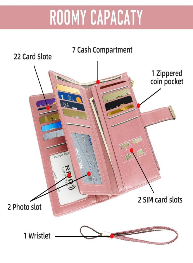 Gosect Women Floral Leather Wallet Large Capacity RFID Blocking Designer Trifold Card Holder with ID Window Coin Pockets Wristlet - Image 3