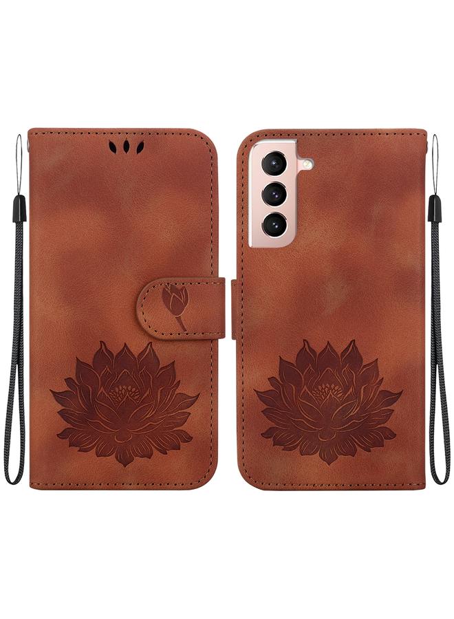 اس-توب جراب لهاتف Samsung Galaxy S21 5G جراب هاتف جلدي منقوش بزهرة اللوتس - Image 1