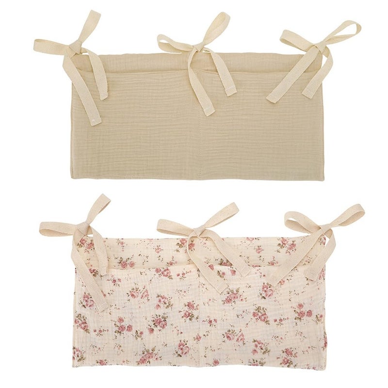 Eforcase 2PCS Baby Crib Organizer Cot Caddy Bed Storage Bag Hanging Pocket Diaper Nursery Organizer Bed Hanging Organizer Bag - Image 1