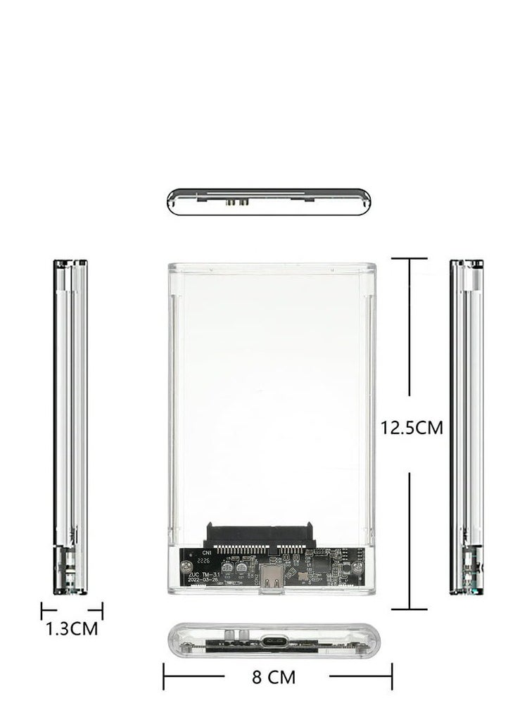 ماركة غير محددة - حافظه القرص الصلب المحمول (راكه هارد) USB3.0 SATA3.0 عالية السرعة 5 جيجابت في الثانية مقاس 2.5 بوصة تدعم تسريع UASP سعة5 تيرابايت (غطاء شفاف) - Image 1