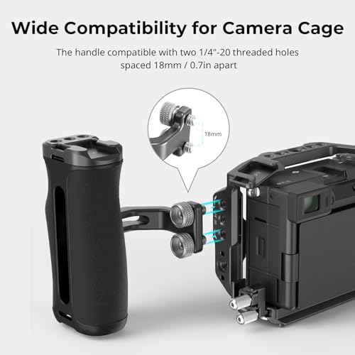 SmallRig Mini Side Handle with 14 20 Screws for Camera Cage Up and Down Adjustable for Left or Right Hand Ergonomic Camera Handle with Builtin Cold Shoe and Threaded Hole 4756 - Image 3