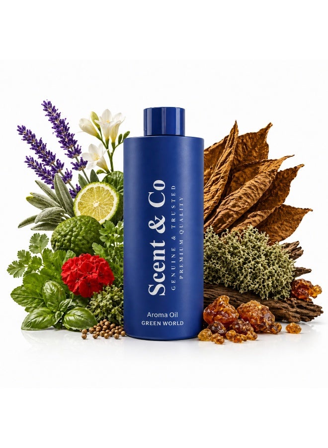 Scent & Co GREEN WORLD Aroma Oil Diffuser 500ML Experience unisex fine fragrance oil for scent marketing, fresh, earthy, long-lasting aroma with lavender and sage. Ideal for home, spa, or retail in UAE. - Image 1