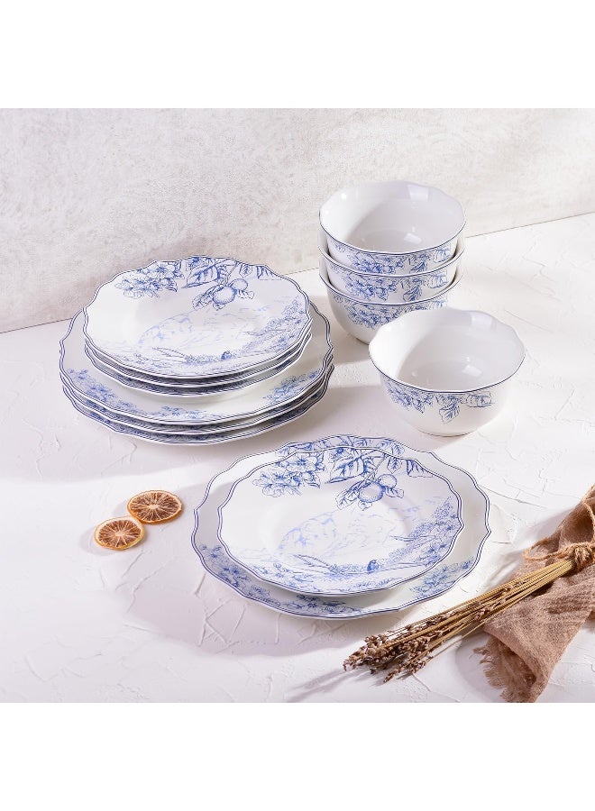 222 Fifth Hudson Valley 12Piece Porcelain Dinnerware Set - Image 2