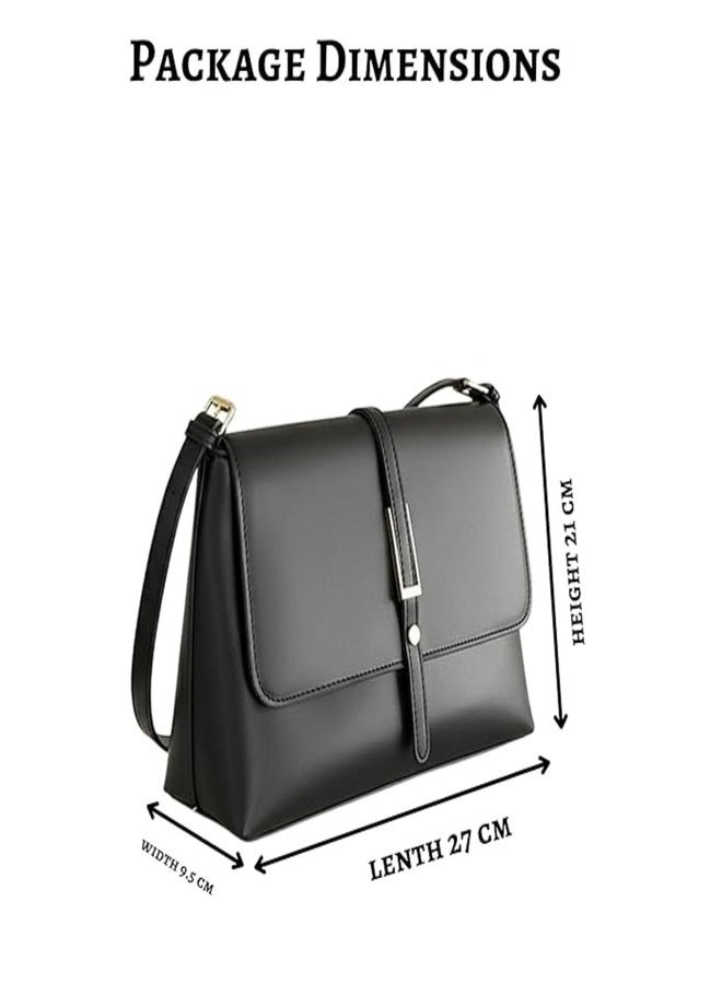 Gowloz Women’s Flap Crossbody and Shoulder Bag | Soft PU Leather | Secure Magnetic Closure | Stylish for Work, Shopping & Travel (Black) - Image 5