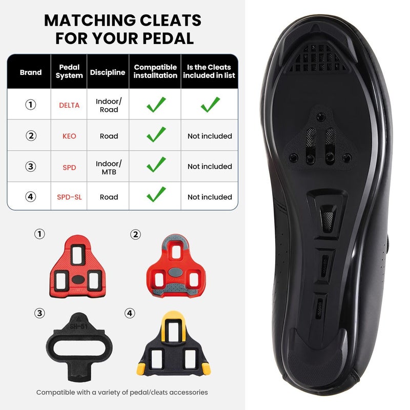 ARTVEP Mens Cycling Shoes Womens, Mountain Road Bikes Shoes Delta Cleats Clip to Shimano SPD Lock Look Pedal, Compatible with Peloton Bike Shoes All Black Size US 13 Women/11.5 Men - Image 2
