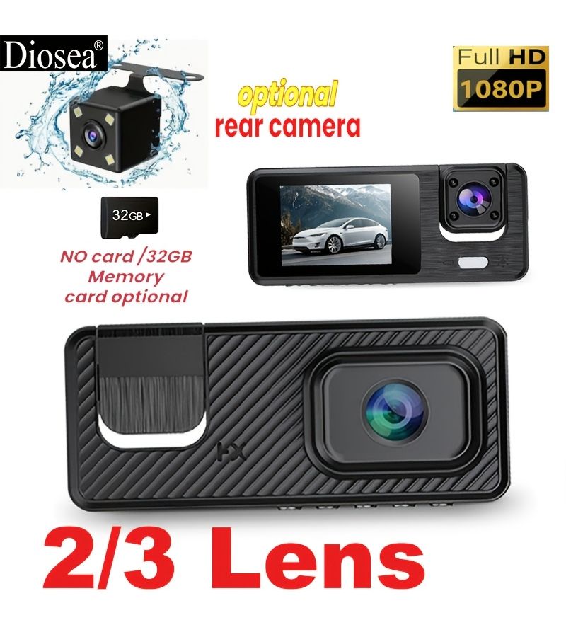 3 Way Recording Car Dashcam 1080P Front Middle Rear Camera With Reversing Camera Loop Recording Motion Detection Suitable For All Vehicles Universal Mini Backup Camera For RV - Image 1