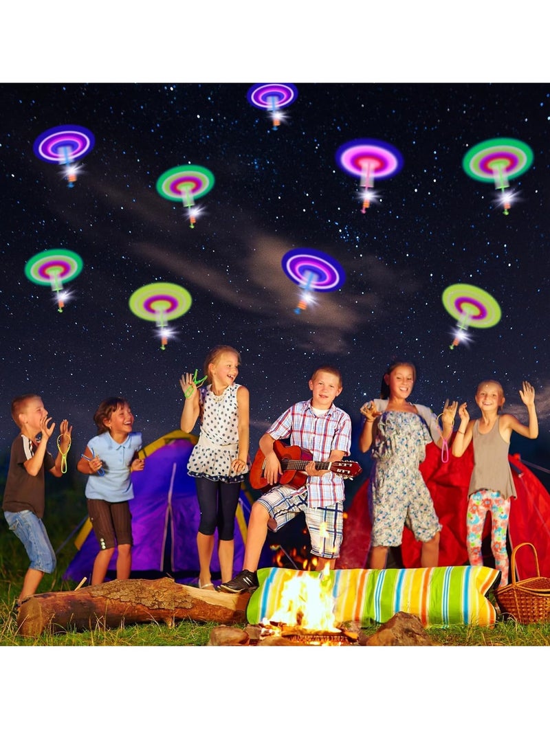 ARGT 12 PCS LED Light Flying Toy Party Set – Slingshot Rocket Helicopter, Glow in the Dark Jumping Toy for Kids, Outdoor Night Game, Party Bag Fillers, Birthday Gifts,  Stocking Fillers  - Image 2