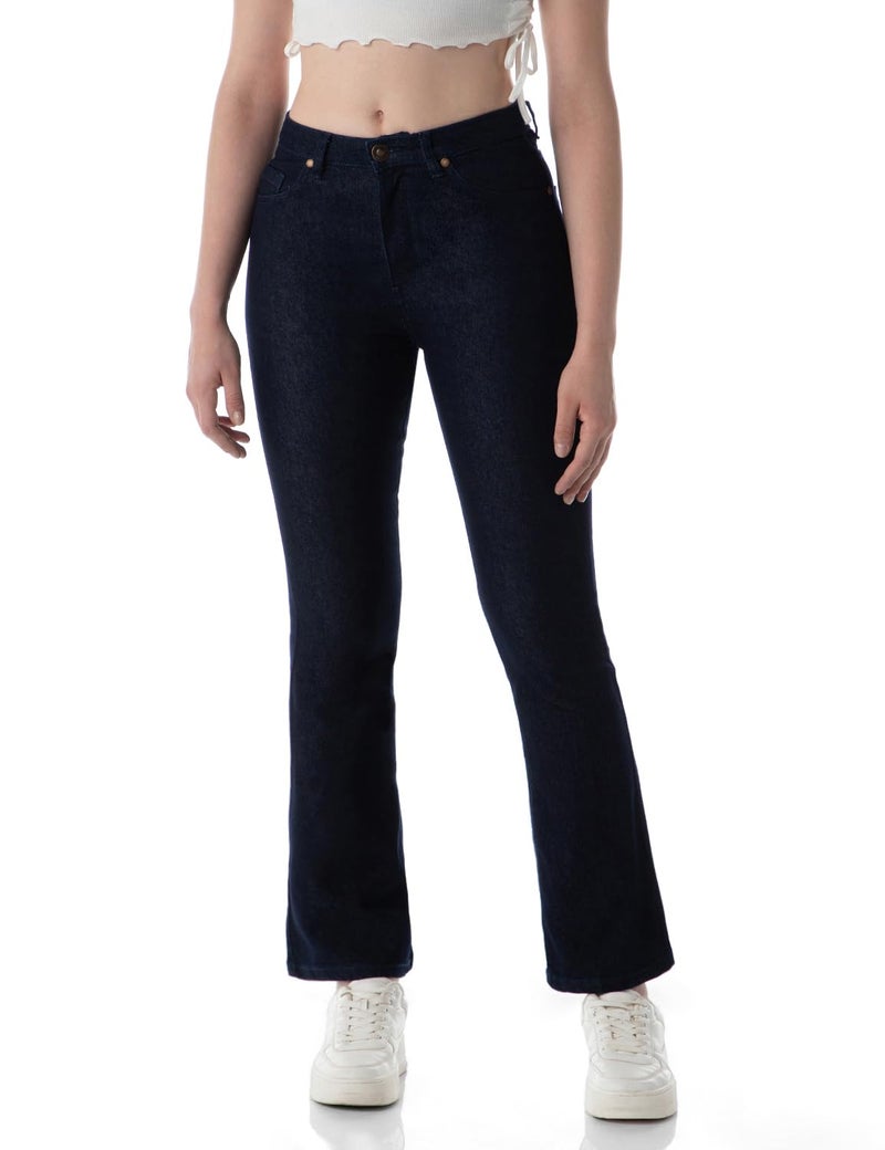 INKD Women's Flared Bootcut Mid Rise Jeans - High-Rise | Enzyme Wash | Classic 5 Pocket Styling (INKSS24WJN-410-Dark Knight-34) - Image 4