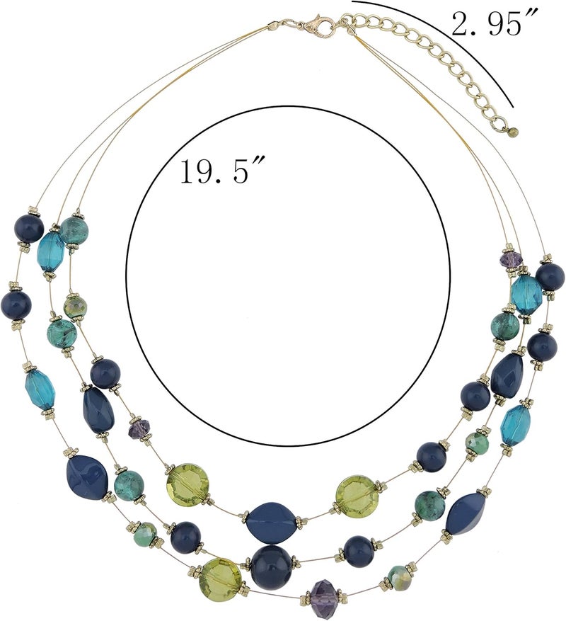 Coiris 3 Layers Illusion Wire Beaded Statement 19.5" Necklace for Women - Image 2