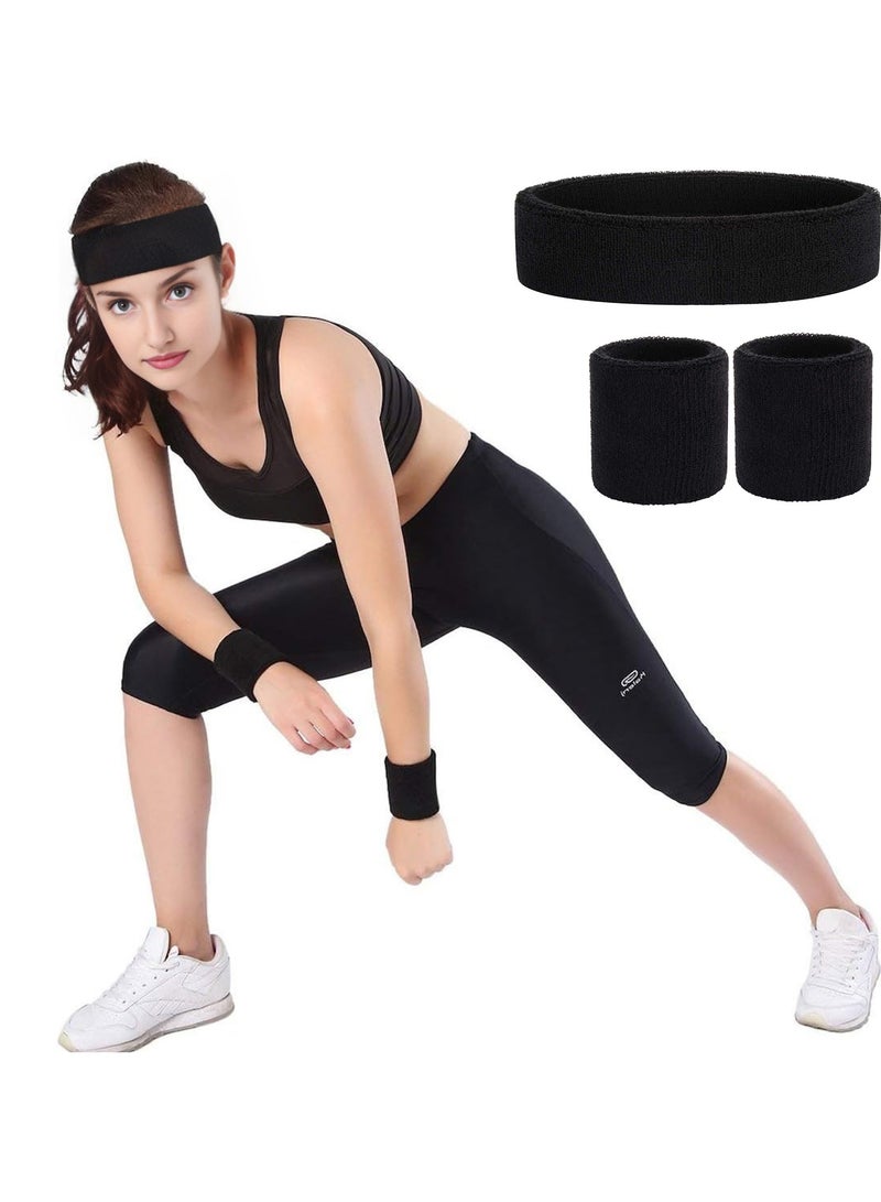 Generic Sports Sweatband, 3 Headbands and 6 Wristbands for Men Women Kids, Moisture-Wickin Elastic Athletic Headband for Gym, Yoga, Tennis, Running  - Image 4