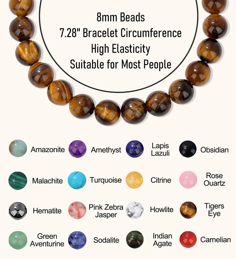 SAMOCO 16Pcs Natural Healing Crystal Bracelets for Women Men Semi-Precious Gemstone Beaded Bracelets Round Beads Gemstones Stretch Yoga Bracelet - Image 3