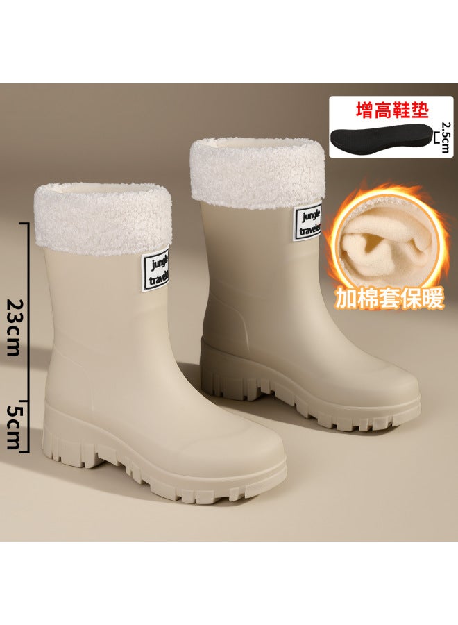 Women's Mid-calf Height-increasing Rain Boots, Waterproof Shoes, Non-slip, Simple Thick-soled Rubber Shoes, Thickened Outdoor Wear-resistant Rain Shoes