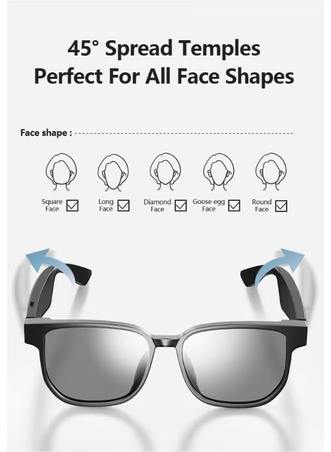 Smart Bluetooth Sunglasses Unisex, Wireless Glasses with Bluetooth Speaker Headset, Bluetooth 5.1 Audio Control Glasses, Glasses Athletic/Outdoor, UV Protection, music, navigation, calls - Image 2