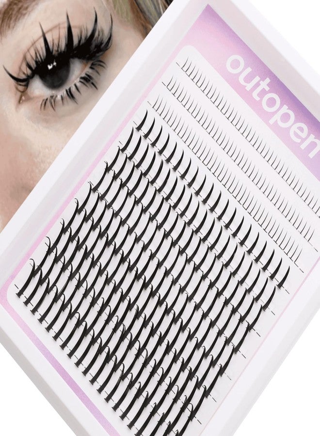 outopen Lash Clusters with Spikes Wispy Thin Spiky Individual Lash Clusters with Bottom Lashes Fairy Manga Style DIY Cluster Eyelash Extensions Upper&Lower Eyelash Wet Look DIY Lashes Extension - Image 1