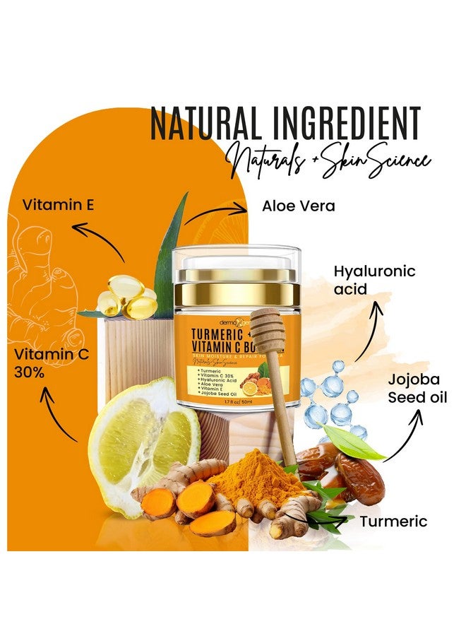 dermaxgen Turmeric + 30% Vitamin C Face Glow Booster Moisturizer & Skin Repairing Cream With Hyaluronic Acid Organic Ingredients Hydrating Face Moisturizer For Dry Normal Oily Skin Antiaging - Image 5