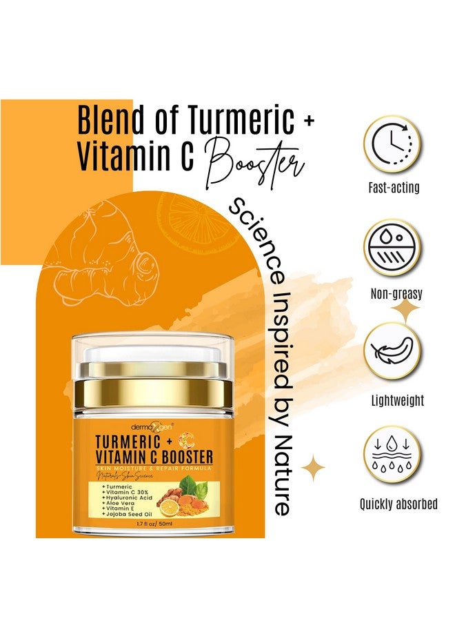 dermaxgen Turmeric + 30% Vitamin C Face Glow Booster Moisturizer & Skin Repairing Cream With Hyaluronic Acid Organic Ingredients Hydrating Face Moisturizer For Dry Normal Oily Skin Antiaging - Image 4