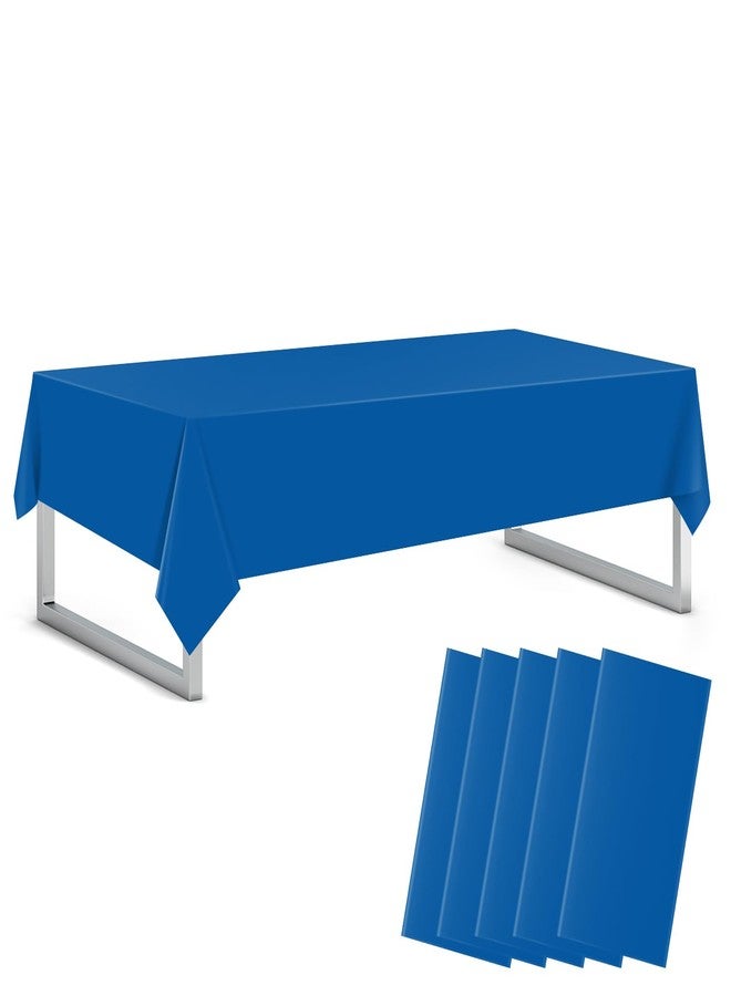 Xnluothsk Blue 5 Pack 54 x 108 Inch Plastic Tablecloth Disposable Tablecloth for Rectangle Table, Party Plastic Table Cloth - Image 1