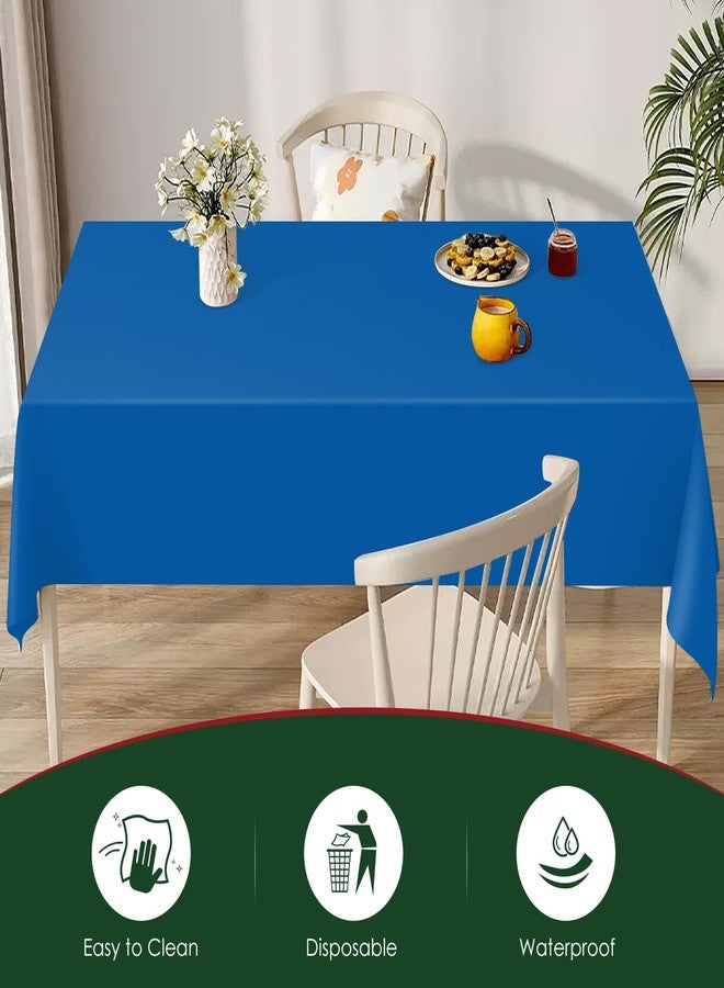 Xnluothsk Blue 5 Pack 54 x 108 Inch Plastic Tablecloth Disposable Tablecloth for Rectangle Table, Party Plastic Table Cloth - Image 4