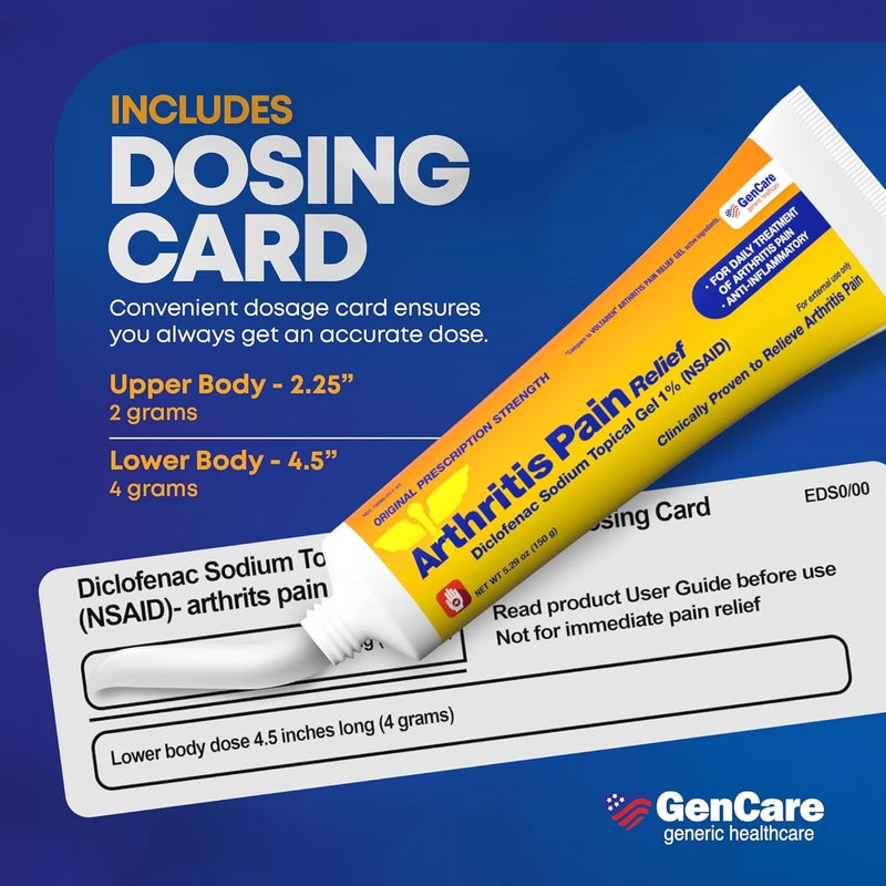 GenCare Arthritis Pain Relief Diclofenac Sodium Topical Gel 1 Percent NSAID  Clinically Proven Arthritis Pain Reliever  Compare to The Active Ingredient in Voltaren Gel 529 oz - Image 5