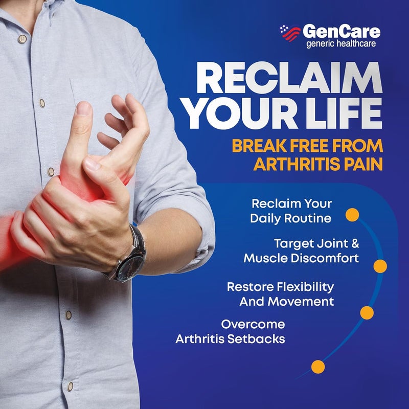 GenCare Arthritis Pain Relief Diclofenac Sodium Topical Gel 1 Percent NSAID  Clinically Proven Arthritis Pain Reliever  Compare to The Active Ingredient in Voltaren Gel 529 oz - Image 4