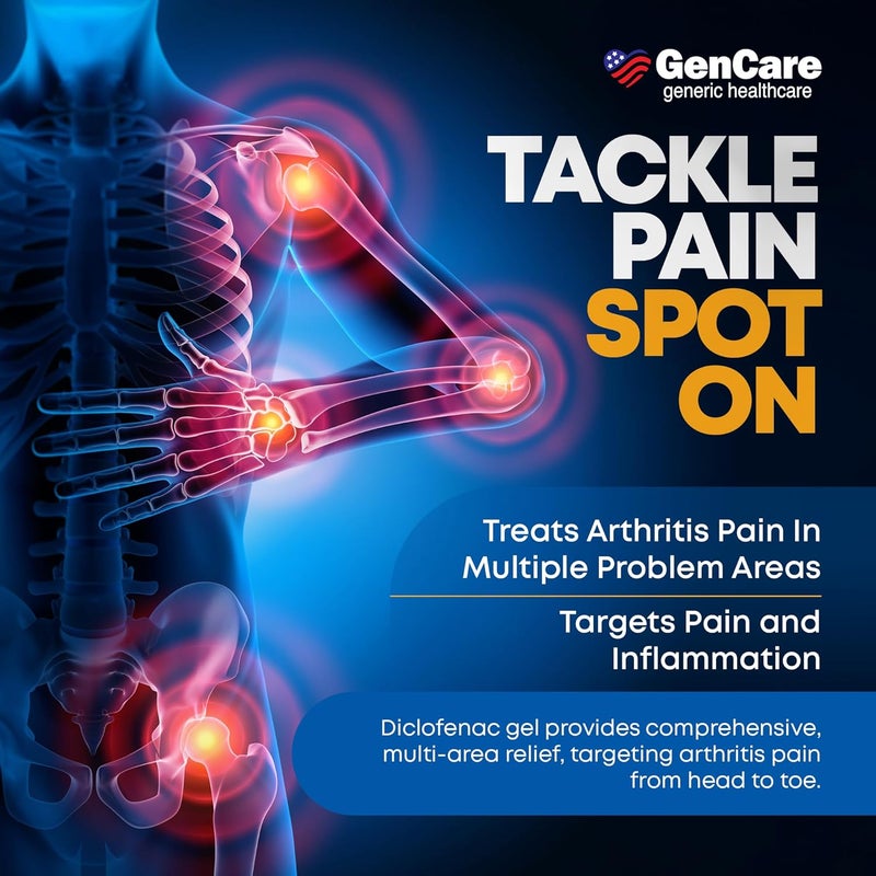 GenCare Arthritis Pain Relief Diclofenac Sodium Topical Gel 1 Percent NSAID  Clinically Proven Arthritis Pain Reliever  Compare to The Active Ingredient in Voltaren Gel 529 oz - Image 3