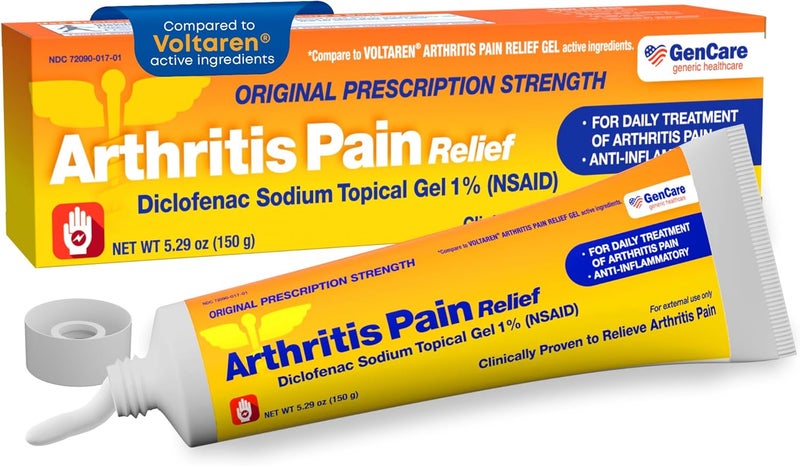 GenCare Arthritis Pain Relief Diclofenac Sodium Topical Gel 1 Percent NSAID  Clinically Proven Arthritis Pain Reliever  Compare to The Active Ingredient in Voltaren Gel 529 oz - Image 1