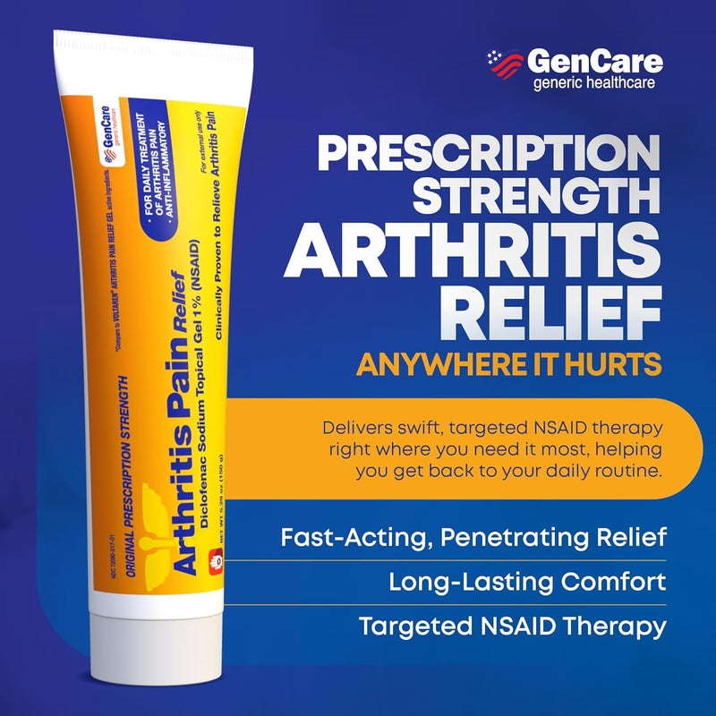 GenCare Arthritis Pain Relief Diclofenac Sodium Topical Gel 1 Percent NSAID  Clinically Proven Arthritis Pain Reliever  Compare to The Active Ingredient in Voltaren Gel 529 oz - Image 2