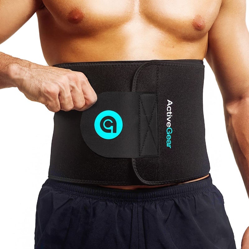 ActiveGear Waist Trimmer Belt for Stomach and Back Lumbar Support, Large: 9" x 46" - Blue - Image 1