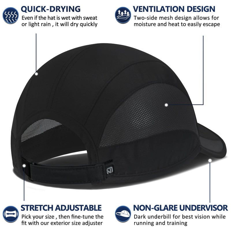 GADIEMKENSD GADIEMKENSD Outdoor Running Hat Men's Cooling UPF50+ Womens Baseball Cap Sport Mesh Sun Hat Trucker Dad Hats Quick Dry Breathable Unstructured for Summer Camping Fishing Hiking Improved Black L  - Image 3